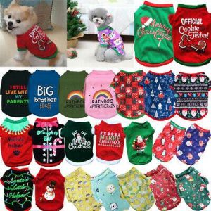 shopping ציוד כלבים Dog Cat puppy SMALL Pet Christmas Jumper Santa Elf vest Clothes S/M/L t-shirt US