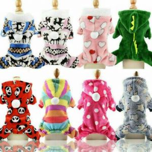 Cute Warm Fleece Pet Dog Jumpsuit Pajamas Clothes Puppy Cat Sweater Coat Costume