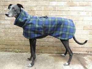 Greyhound / Lurcher / Whippet dog fleece house coat - Black Watch Tartan design