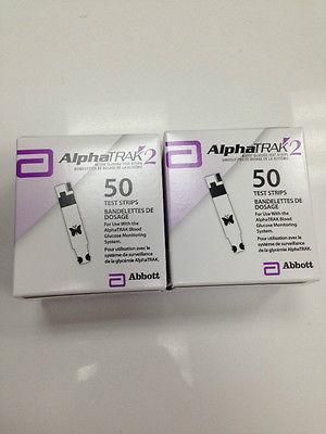 AlphaTRAK 2 Blood Glucose Test Strips 2 boxes (100 strips) FREE SHIPPING
