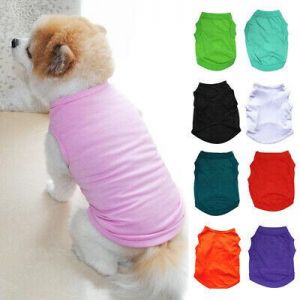 shopping ציוד כלבים Cute Pet Dog Cat Plain Clothes T-Shirt Small Puppy Cotton Shirts Vest Costumes