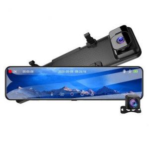 E-ACE A45 12 Inch 2K Touch Car DVR Mirror Dash Cam Auto Recorder Dashcam Dual Lens Support GPS 1080P Rear Camera