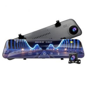 E-ACE A38 1440P 12 Inch Touch Car DVR Stream Media Dash Cam Mirror Video Recorder Dual Len Support 1080P Rear View Camera GPS