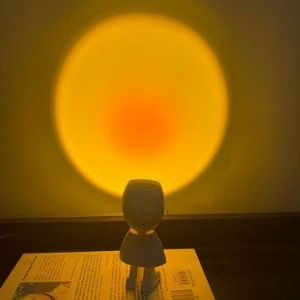USB Rainbow Sunset Projection Lamp 360&deg; Rotation LED Romantic Visual Bedroom Ambient Modern Floor Stand Night Light for Ho
