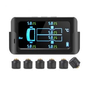 shopping  ציוד ואבזרי הרכב  Wireless Car Tire Pressure Monitoring System External Solar Tyre TPMS with 6 Sensor for 6 Wheel Truck Car Van