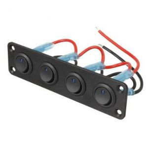 12V 1~4 Gang Toggle Switch Panel Mini Rocker Switch ON-OFF SPST Blue LED for RV Truck Ship
