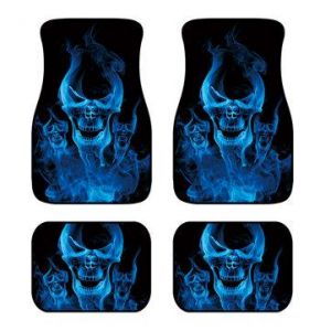 4/2/1 Pcs Car Seat Mats Rubber Back Universal Fit Non Slip Dustproof Skull 3D