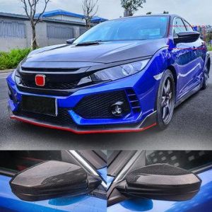 Carbon Fiber Style Rear View Side Car Mirror Trim Cover Caps For Honda Civic 16-2018 