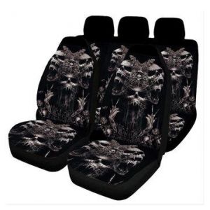 1/7PCS Universal Car SUV Truck Seat Covers Skull Front & Rear Seat Full Protect