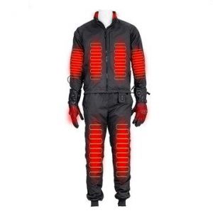 MIDIAN 12V Motorcycle Heating Suit Genuine Leather Gloves Clothes Pants Suit Hooded Jacket Winter Riding Waterproof Windproof Heat