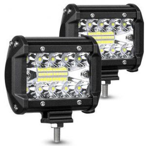 AMBOTHER 2PCS Tri ROW 4 Inch 9-32V 20 LED Work Light Bar Flood Spot Beam Offroad SUV Driving Truck ATV UTV Boat Fog Lamp Waterproo