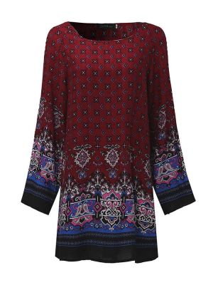 Elegant Women Tribal Baroque Print Dress