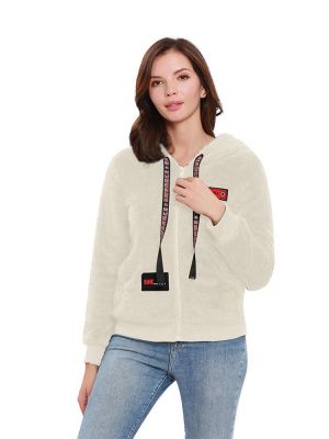Casual Women Fleece Long Sleeve Hooded Zipper Sweatshirt with Pockets