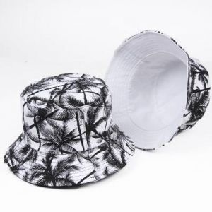 Woman Men Printed Coconut Double-sided Usable Bucket Hat Outdoor Sunscreen Visor Fisherman Hat