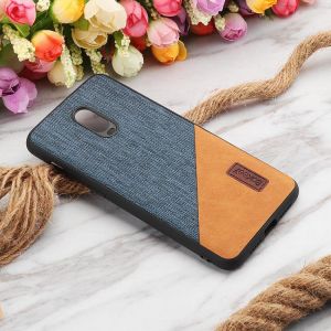 Bakeey Luxury Fabric Splice Soft Silicone Edge Shockproof Protective Case For OnePlus 6T