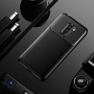 Bakeey&trade; Carbon Fiber Pattern Shockproof Silicone Back Cover Protective Case for Xiaomi Pocophone F1