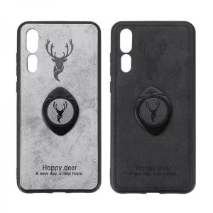 Bakeey Happy Deer Ring Holder Bracket TPU+PU Leather Protective Case For Huawei  P20 Pro