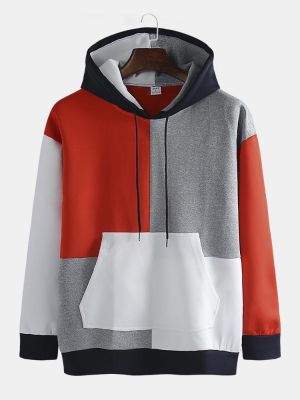 shopping חולצות וסוודרים Men&#039;s Multi-color Patch Hooded Loose Trend Hip-hop Plus Cashmere Sweatshirt