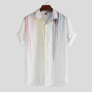 Mens Creative Splashing Ink Short Sleeve Stylish Fashion Shi