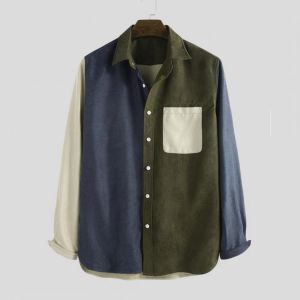 Autumn Corduroy Patchwork Practical Pocket Casual Shirts