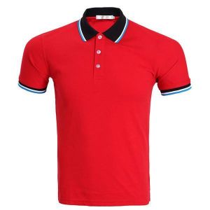 Mens Fashion Casual Contrast Color Collar Tees Turn-down Short Sleeve Golf Shirt 7 Colors