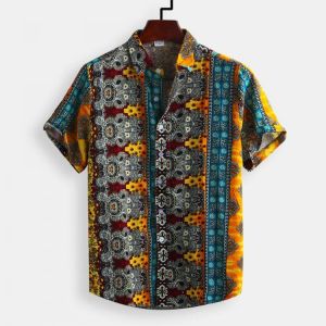 Mens Vintage Ethnic Style Printed Casual Fashion Shirts