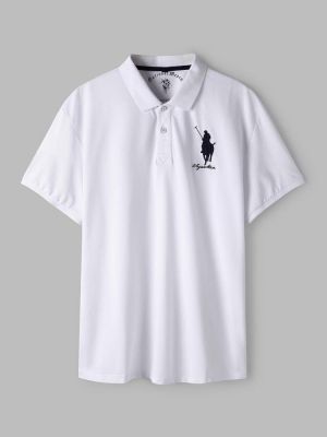 Men's Solid Color Paul Embroidered Cotton Business Casual Short Sleeve Shirts