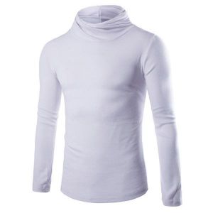 Mens Casual Turtleneck Knitted Sweater Solid Color Slim Fit Pullover Sweater