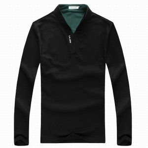 6 Colors Mens Sports Solid Color Long Sleeved Golf Shirt Casual Stand Collar Tops