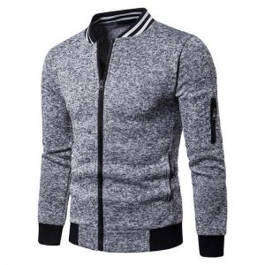 Men Fall Side Zipper Stitching Coats Color Zip-up Cardigans Sweatshirts