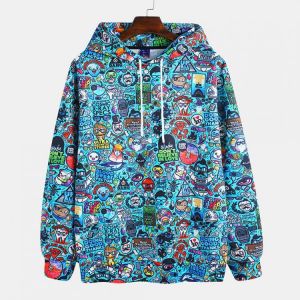 Fashion Graffiti Printing Hooded Long Sleeve Sweatshirt