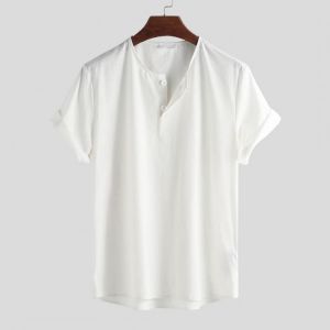 Mens Summer Cotton Comfy Solid Color Casual T-shirts