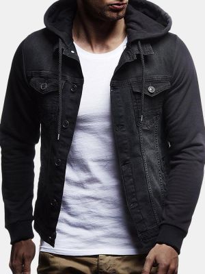 Mens Cotton Stylish Multi-pocket Hooded Jean Jacket
