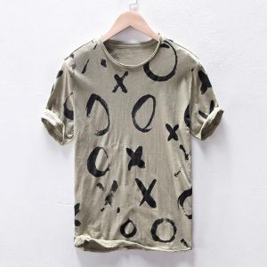 Men XO Print Graffiti Short Sleeve Relaxed T-Shirts