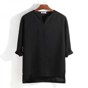 TWO-SIDED Mens Casual V Neck Three-quarter Sleeve Spring Summer Shirts Tee Tops