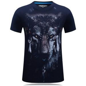 Plus Size S-4XL Summer 3D Indian Wolf Printing O-neck Men T shirts  Short Tees