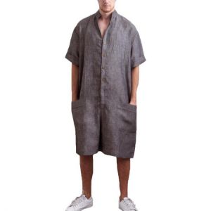 Mens Cotton Comfy Short Sleeve Loose Rompers Overalls Jumpsuit