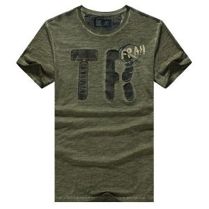 Summer Fashion Men's Letter Printing Slim Fit Cotton T-shirt Casual O-Neck Wash-and-wear Tees