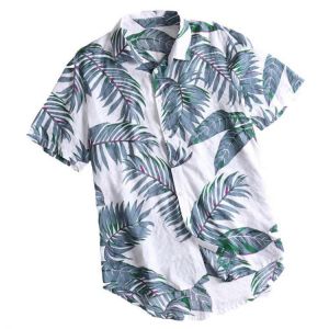 Mens Summer Vacation Beach Floral Printed Hawaiian Shirts