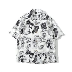 Men Tropical Style Short Sleeve Hawaiian Shirts