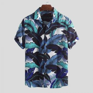 Mens Summer Hawaiian Holiday Floral Printed Fashion Casual Loose Shirts