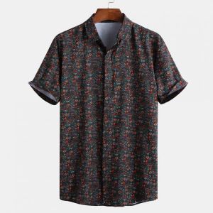 Mens Small Floral Printed Ethnic Style Shirts