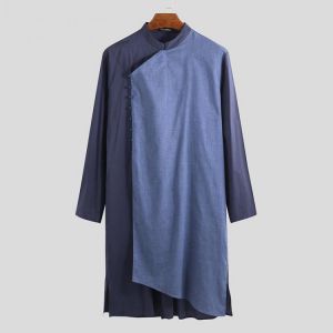 Clothes Men Islamic Arab Shirts Kaftan Long Sleeve Cotton Dubai Long Shirt Dress