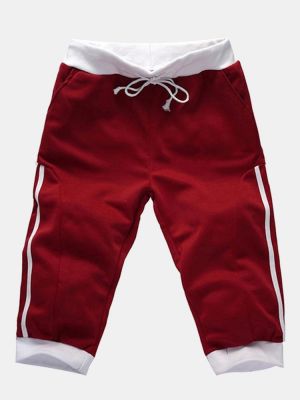 Men's Summer Casual Sports Spell Color Shorts Elastic Waist Shorts
