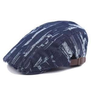 shopping מכנסיים Unisex Men Women Denim Jeans Washed Beret Hat Casual Duckbill Golf Buckle Adjustable Cabbie Cap