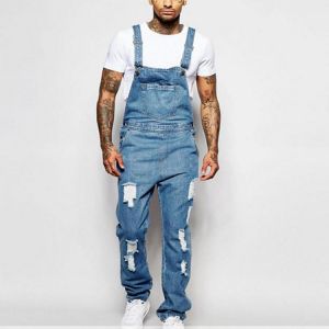 Men's Sling Romper Torn Denim Pants
