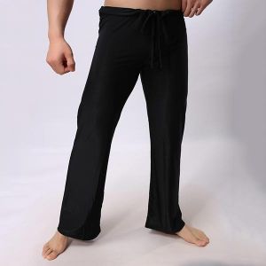 Mens Cotton Loose Fit Summer Drawstring Solid Color Low Rise Casual Yoga Pants
