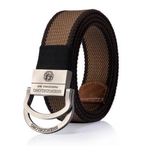 125CM Mens Double Ring Alloy Buckle Belt Outdoor Canvas Military Tactical Jeans Strip