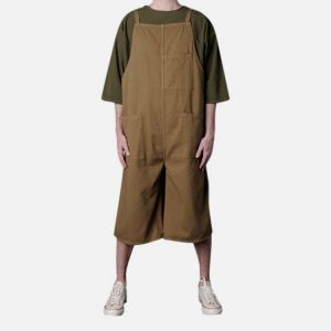 Men 100% Cotton Multi Pockets Wide Straight Fit Bib Pants