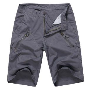 Large Size 30-40 Casual Cargo Shorts Summer Men's Solid Color Mulit Pockets Knee Length Shorts